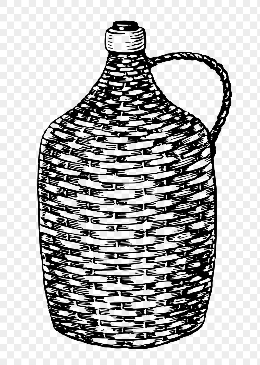 Wicker bottle png sticker, glassware, | Free PNG - rawpixel