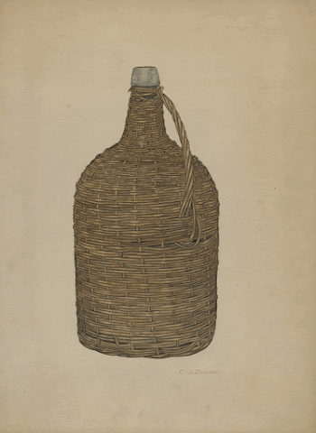 Wicker Demijohn (ca.1940) by Clarence | Free Photo - rawpixel