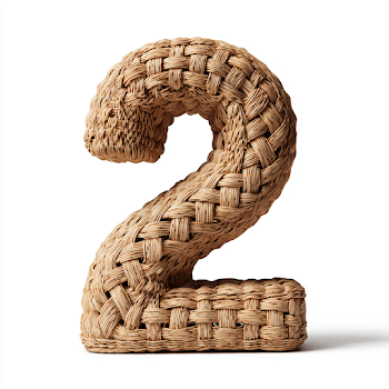 Wicker Number 2 on White Background