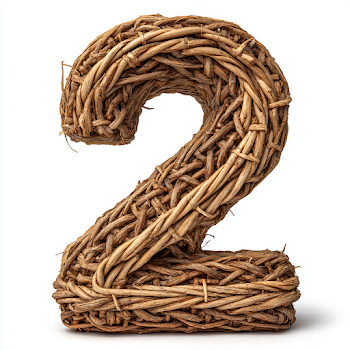 Wicker Number 2 on White Background