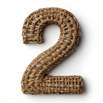 Wicker Number 2 on White Background