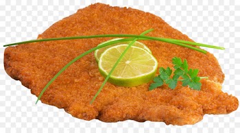 Wiener schnitzel French fries Hamburger Breaded cutlet - pork cutlet in supermarket 