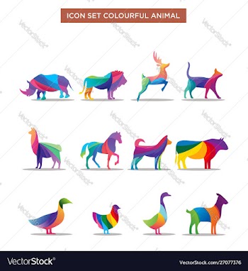 Wild animals jungle pets logo colorful vector image