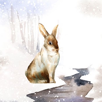 Wild brown rabbit in a winter wonderland pain.. | Free stock vector - 489414