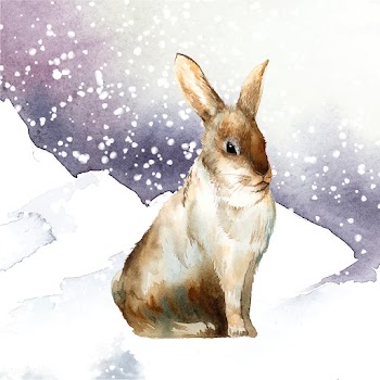 Wild brown rabbit in a winter wonderland pain.. | Free stock vector - 489469