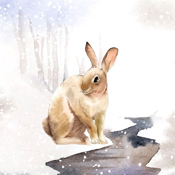 Wild brown rabbit in a winter wonderland pain.. | Free stock vector - 489474