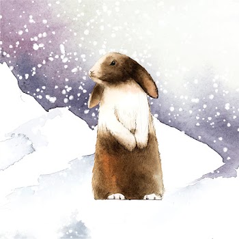 Wild brown rabbit in a winter wonderland pain.. | Free stock vector - 489644