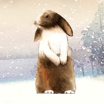 Wild brown rabbit in a winter wonderland pain.. | Free stock vector - 489709