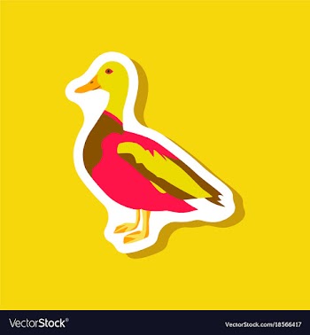 Wild duck paper sticker on stylish background vector image