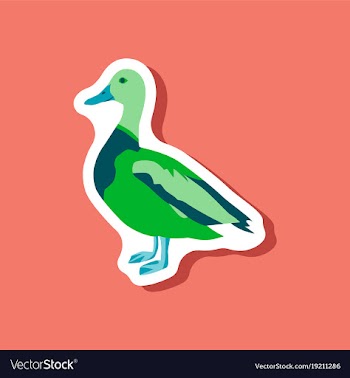Wild duck paper sticker on stylish background vector image