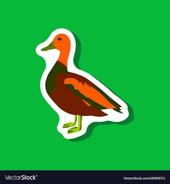 Wild duck paper sticker on stylish background vector image