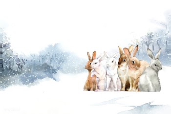 Wild rabbits in the winter snow painted by wa.. | Free stock vector - 489671