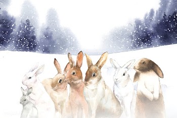Wild rabbits in the winter snow painted by wa.. | Free stock vector - 489699