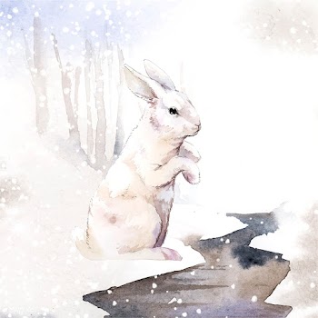 Wild white rabbit in a winter wonderland pain.. | Free stock vector - 489409