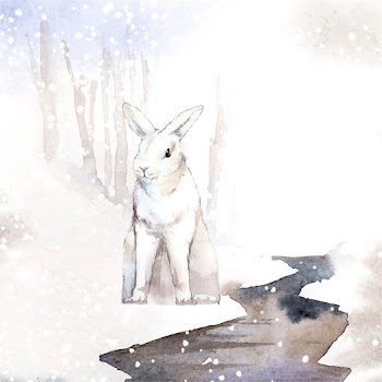 Wild white rabbit in a winter wonderland pain.. | Free stock vector - 489447
