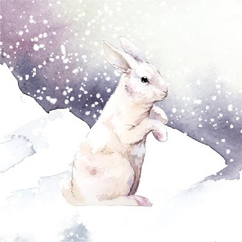 Wild white rabbit in a winter wonderland pain.. | Free stock vector - 489555