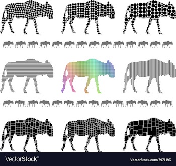 Wildebeast Silhouette Set vector image