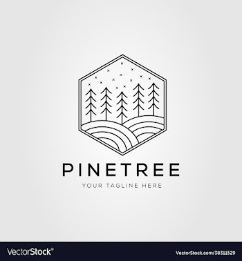 wilderness pine tree linear logo design