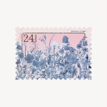 Wildflower ephemera post stamp collage | Free PSD - rawpixel