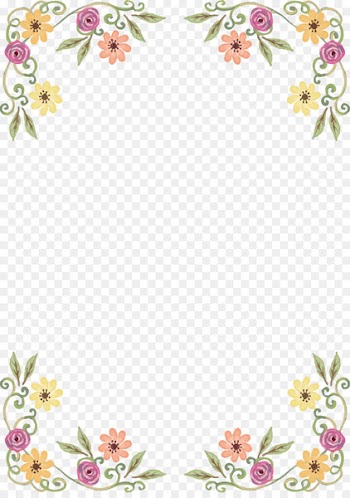 Wildflower Floral design - Border of wild flowers and rattan 