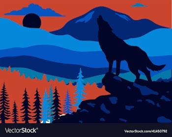 wildlife painting wolf mountain moonlight sketch