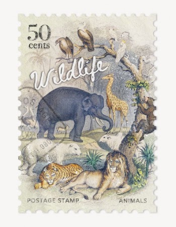 Wildlife postage stamp, ephemera collage | Free PSD - rawpixel