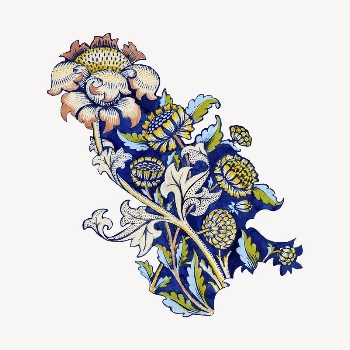 William Morris's Flowers collage element, | Free PSD Illustration - rawpixel