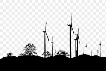 Wind farm png silhouette, environment | Free PNG - rawpixel