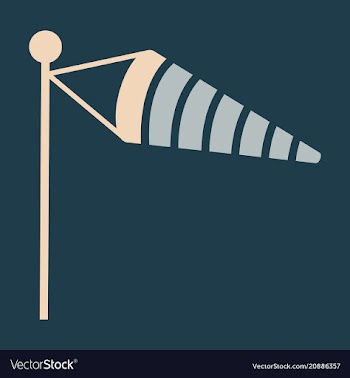 Wind speed flag line icon on color background in vector image