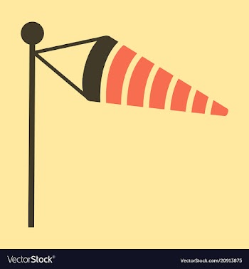 Wind speed flag line icon on color background in vector image