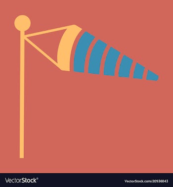 Wind speed flag line icon on color background in vector image