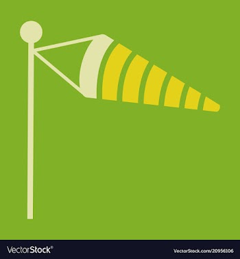 Wind speed flag line icon on color background in vector image