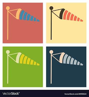 Wind speed flag line icon on color background in vector image