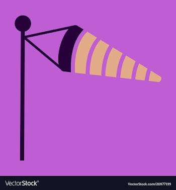 Wind speed flag line icon on color background in vector image