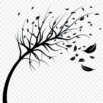 Wind Stock photography Royalty-free Tree Clip art - Black wind blowing leaves silhouette 