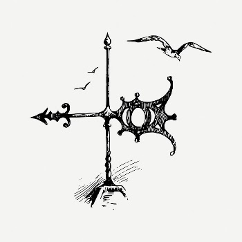 Wind vane collage element, black | Free PSD Illustration - rawpixel