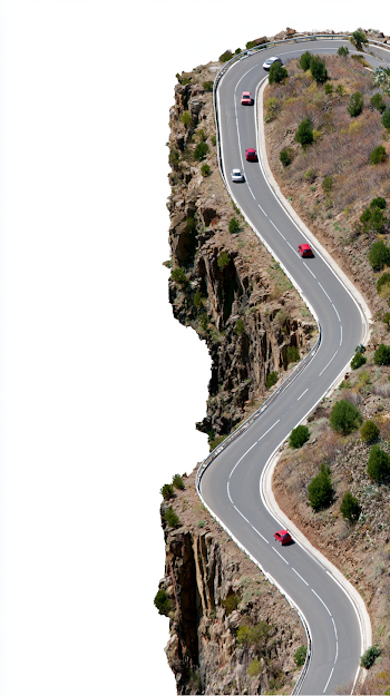 Winding Mountain Road Aerial View