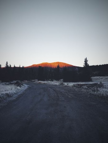 winding road near mountain range