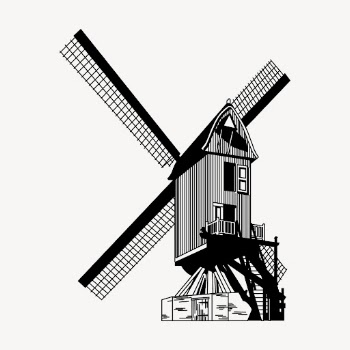 Windmill drawing, vintage architecture illustration | Free Vector - rawpixel