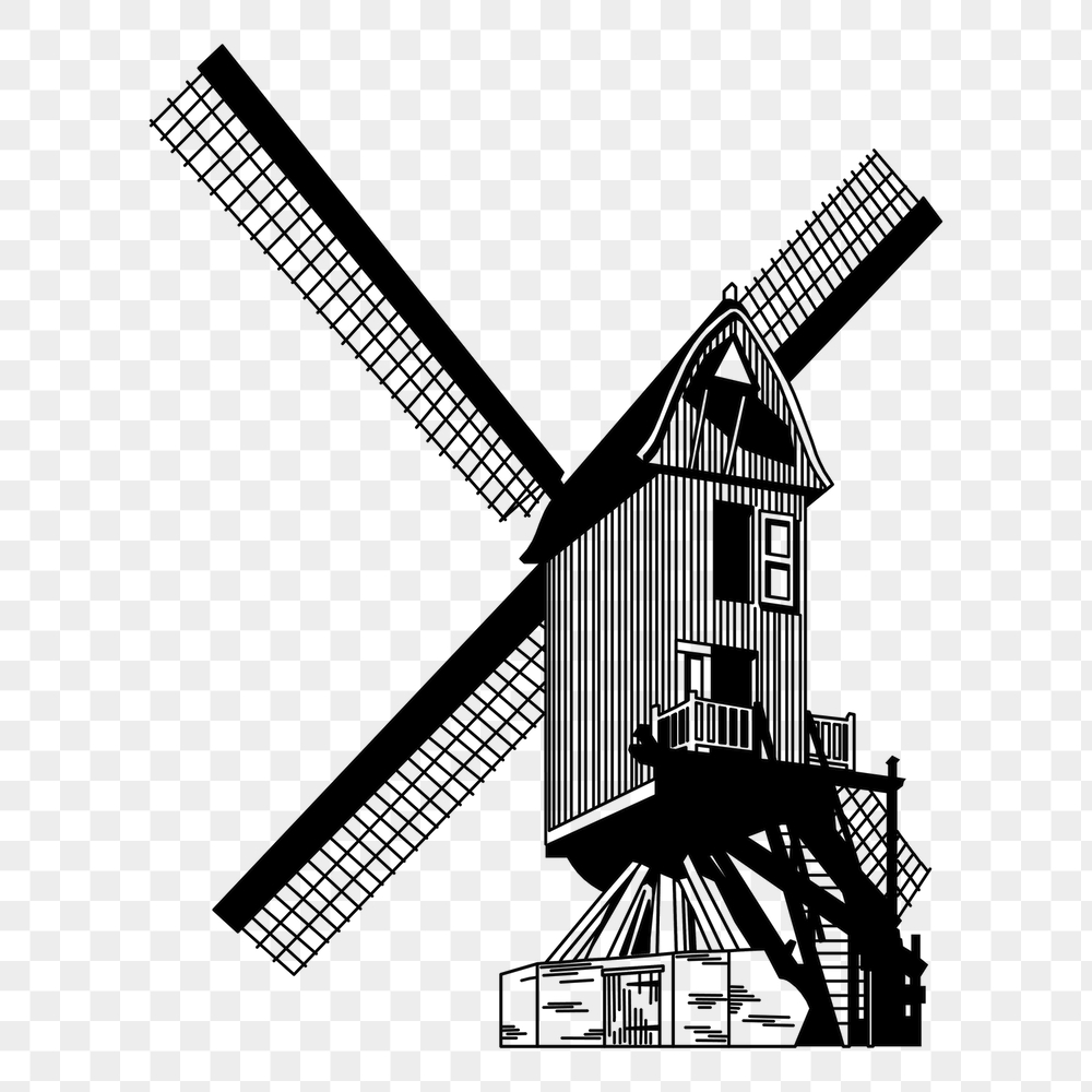 Windmill png sticker, vintage architecture | Free PNG - rawpixel