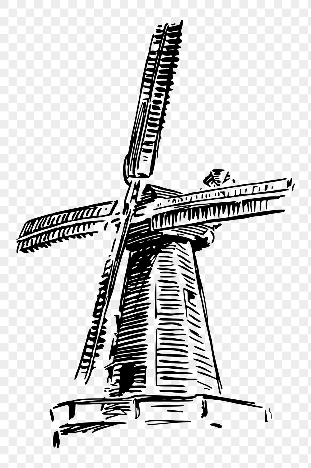 Windmill png sticker, vintage environment | Free PNG - rawpixel