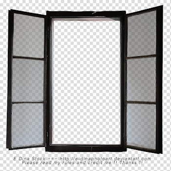 Window, brown framed -door opened window transparent background PNG clipart