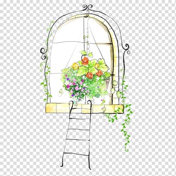 Window Cartoon Watercolor painting Illustration, Hand-painted windows transparent background PNG clipart