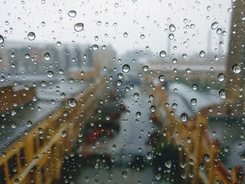 Window Glass Covered With Water Drops