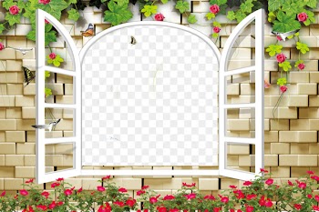 Window Paper Wall painting Wallpaper - Brick window flower vine 