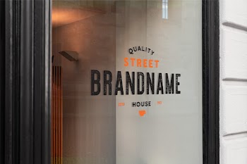 Window Sign Mockup quality street brandname 1927 esto house 