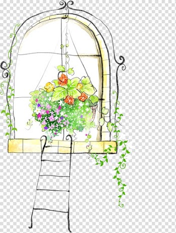 Window Watercolor painting Cartoon Illustration, Hand-painted windows transparent background PNG clipart