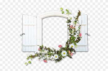 Window With Wild Flowers Flowers Transparent Frame - Window Frame Png Transparent