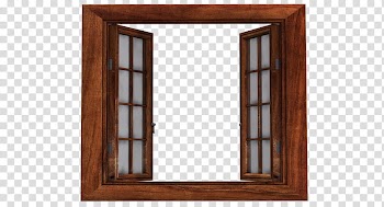 Windows ByunCamis, opened window with brown wooden frame transparent background PNG clipart