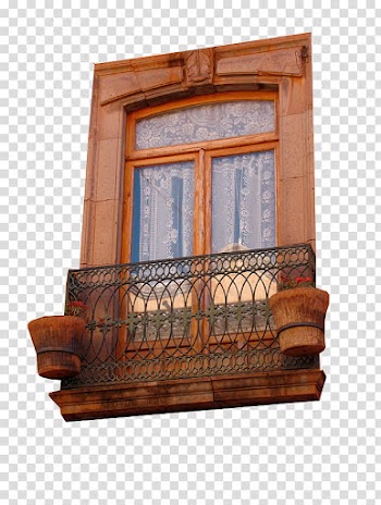 Windows, closed glass door with brown wooden frame transparent background PNG clipart